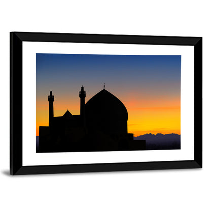 Isfahan Mosque Silhouette at Dusk Wall Art