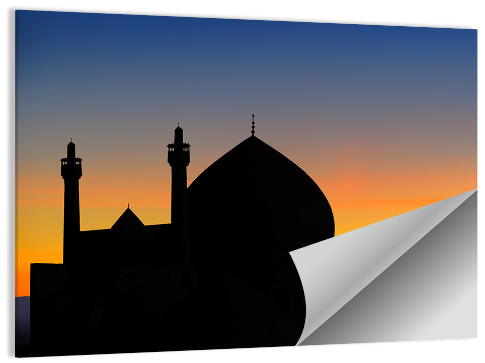 Isfahan Mosque Silhouette at Dusk Wall Art