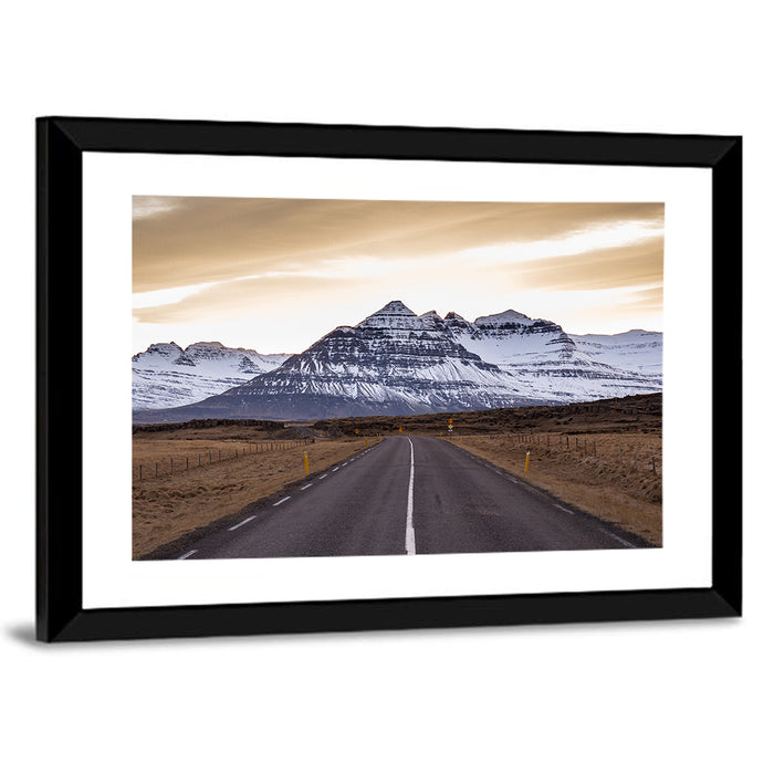 East Fjords Road at Dusk Wall Art as a framed print
