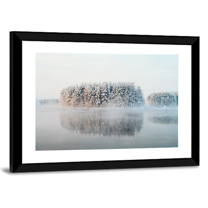 Misty Karelia Lake Wall Art as a framed print