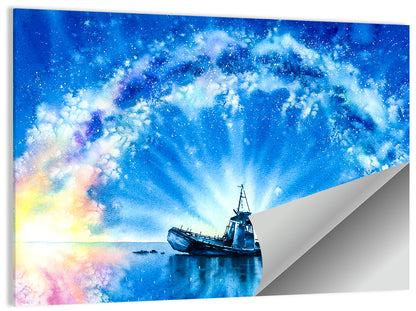 Shipwreck Under Milky Way Wall Art