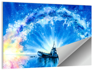 Ship With Milky Way Wall Art