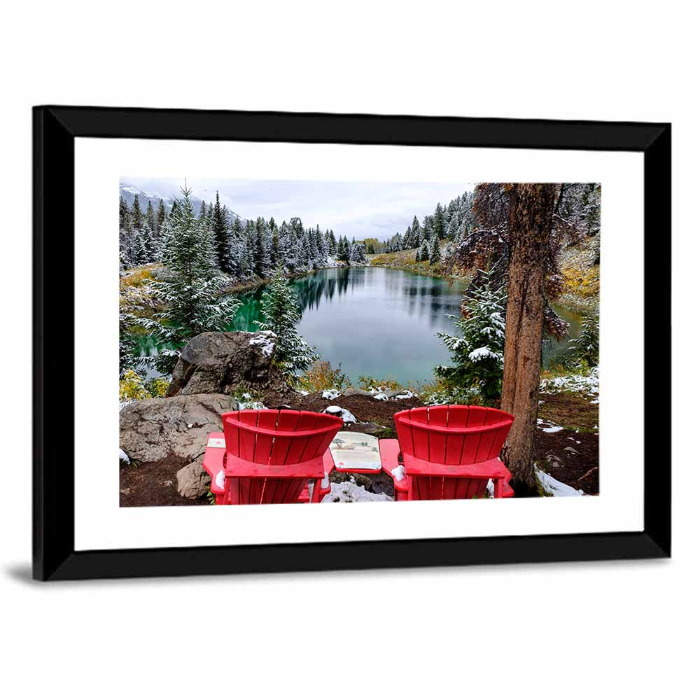 Red Adirondack Chairs at Valley of Five Lakes Wall Art