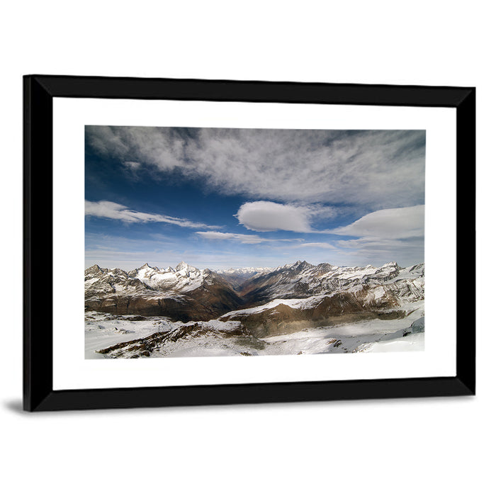 Snow-capped Peaks of Zermatt Wall Art as a framed print
