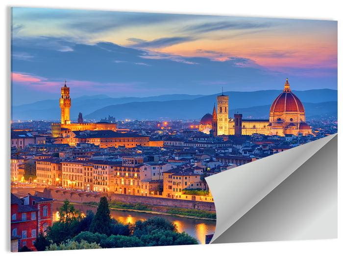 Florence Duomo at Twilight Wall Art as a poster print
