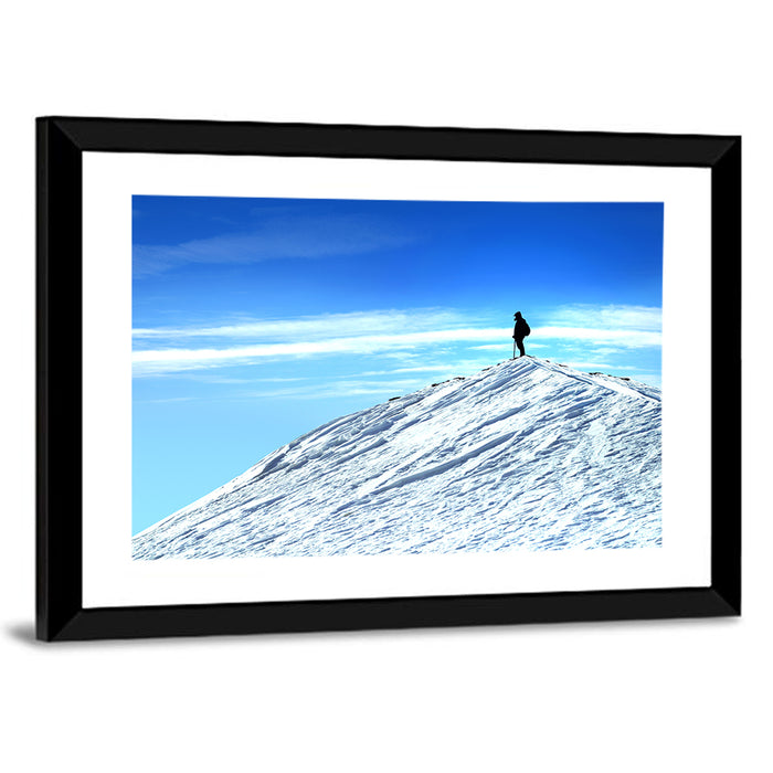 Mountaineer Summit Silhouette Wall Art as a framed print