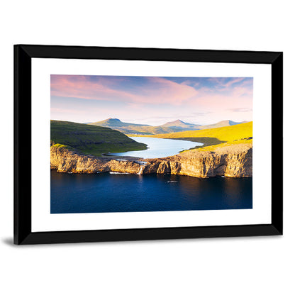 Sørvágsvatn Cliffs at Golden Hour Wall Art