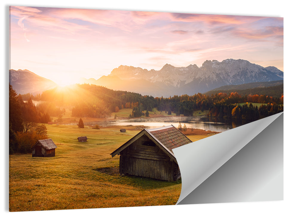 Sunrise Over Geroldsee Cabin Wall Art