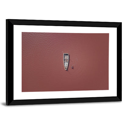 Lake Retba Aerial with Boat Wall Art
