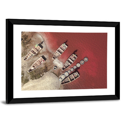 Wooden Boats on Lake Retba Wall Art