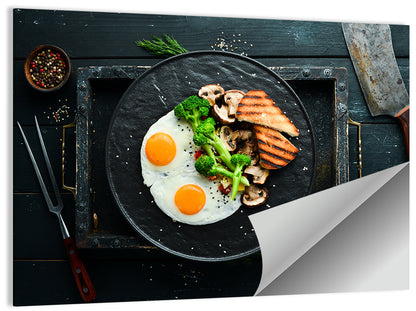 Top Down Fried Eggs Breakfast Platter Wall Art
