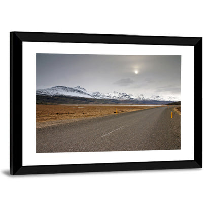 Icelandic Road to Snow-capped Mountains Wall Art