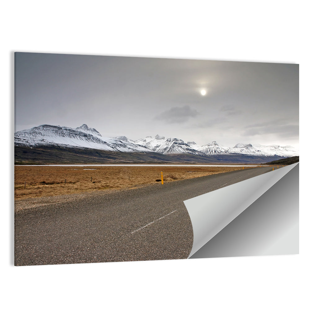 Icelandic Road to Snow-capped Mountains Wall Art