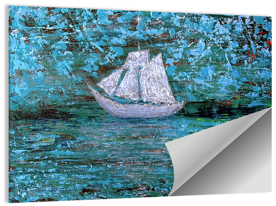 White Sailboat Reflection Wall Art