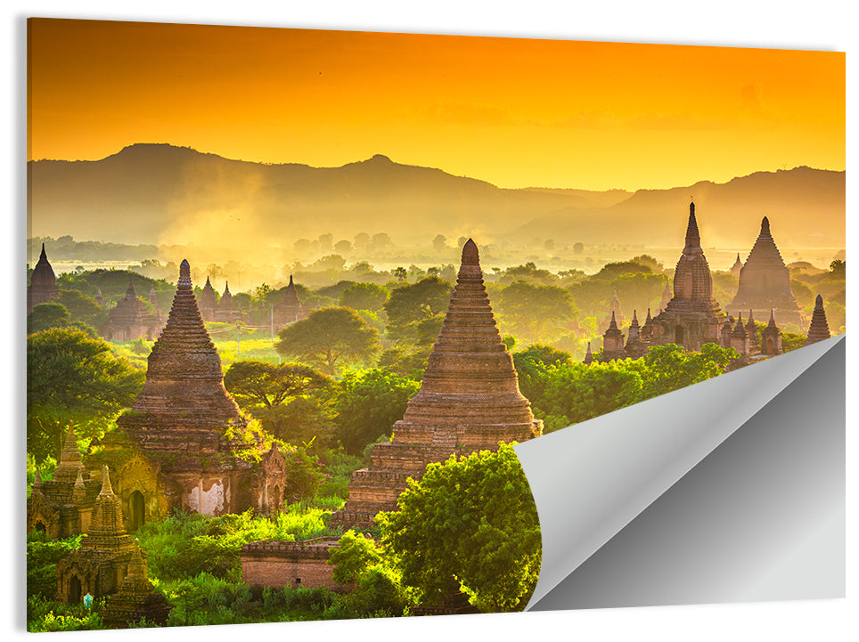 Bagan Golden Hour Temples Wall Art