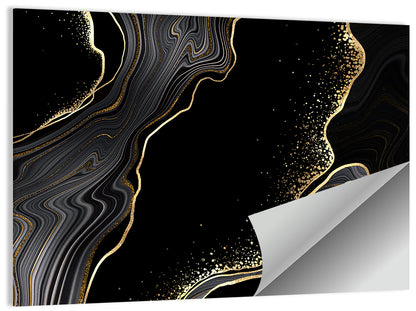 Black Marble with Gold Veins Wall Art