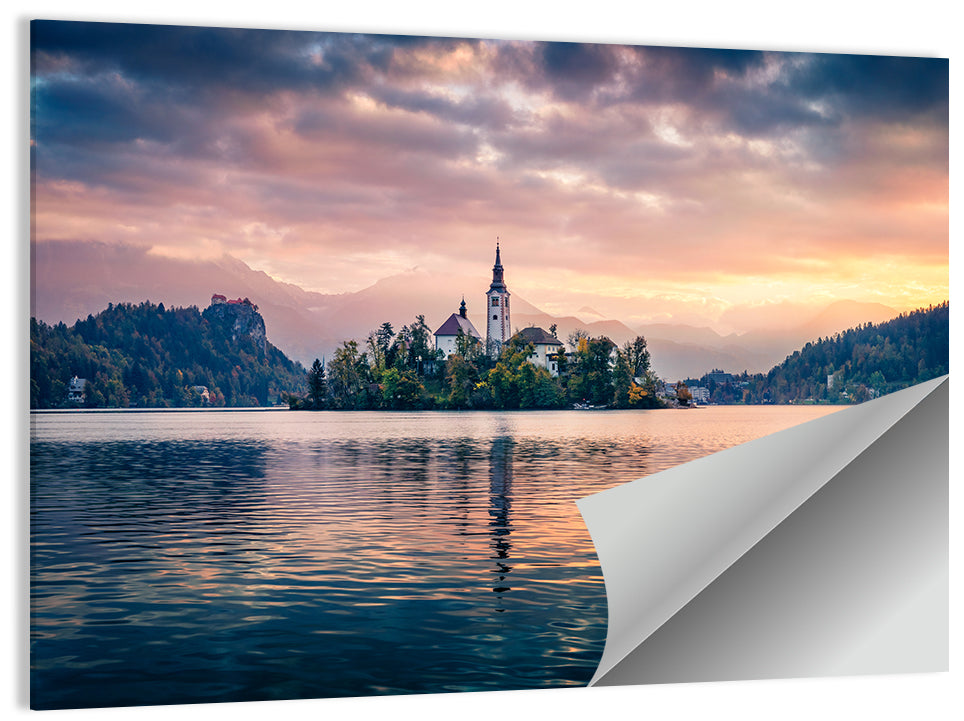 Golden Hour at Bled Island Wall Art