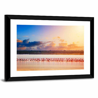 Amboseli Flamingos at Sunset Wall Art