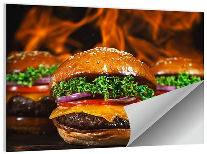 Three Flame Grilled Cheeseburgers Wall Art