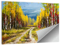 Autumn Birch Path with Two Birds Wall Art