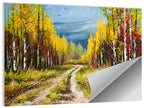 Autumn Birch Path with Two Birds Wall Art