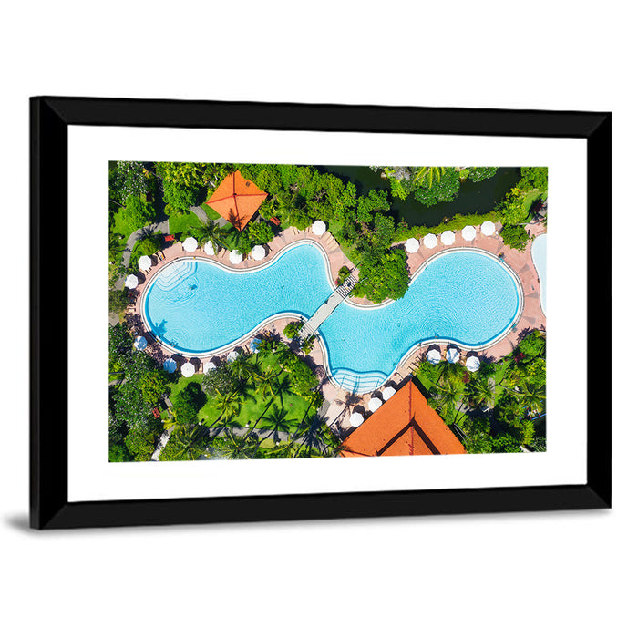 Aerial Figure Eight Resort Pool Wall Art as a framed print