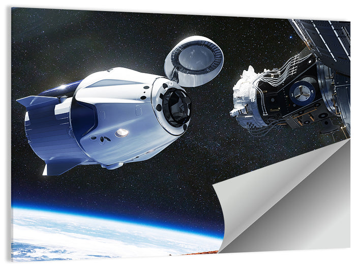 Crew Dragon Docking with Iss Wall Art as a poster print