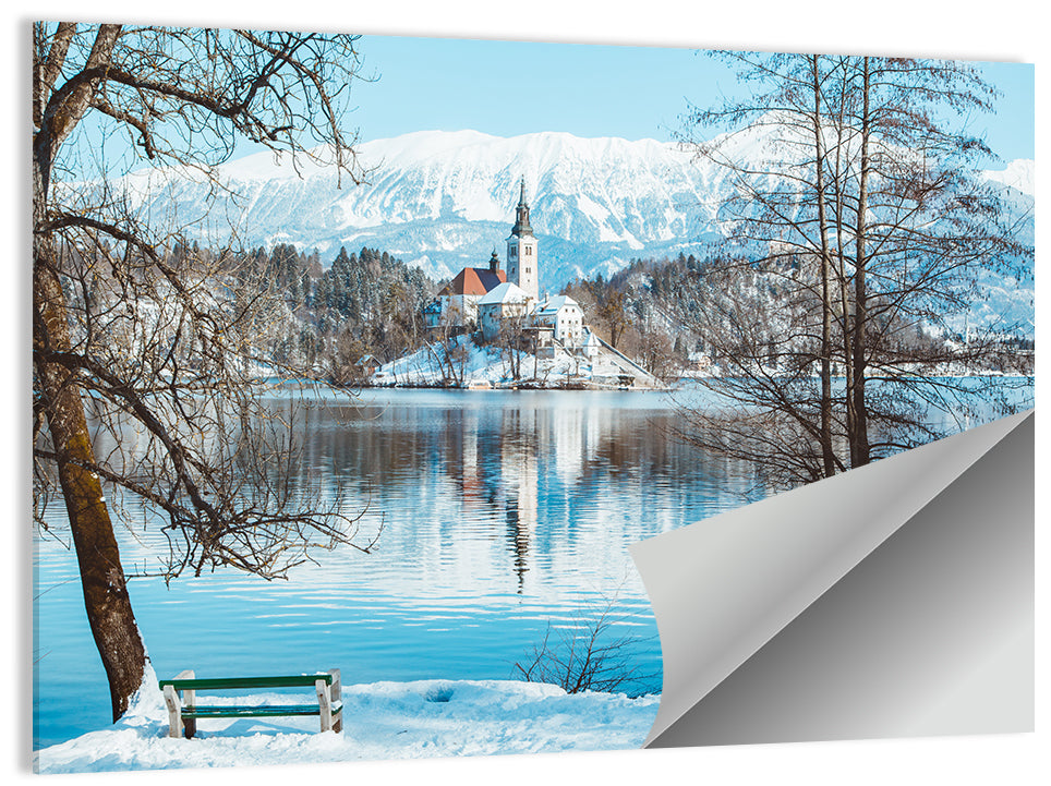Bled Castle Winter View Wall Art