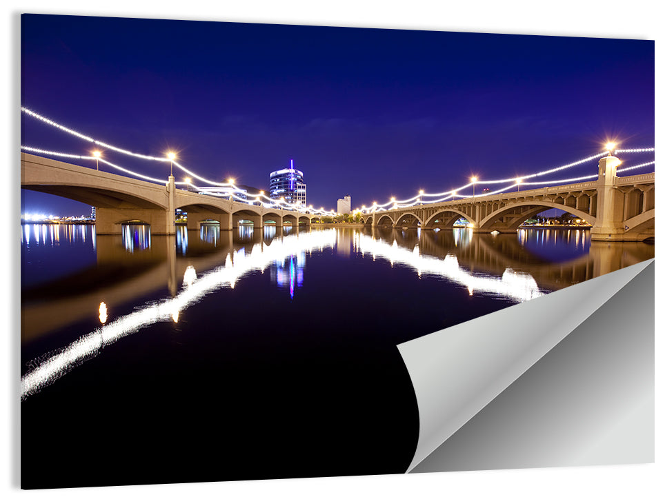 Mill Avenue Bridge Night Reflections Wall Art