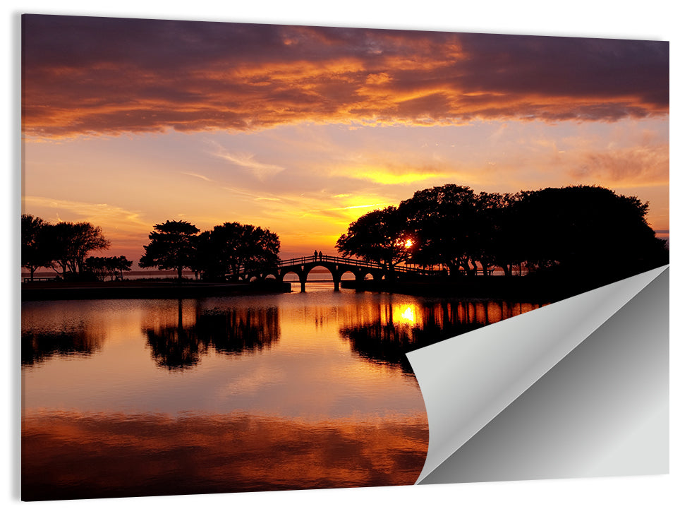 Tranquility Bridge at Sunset Wall Art