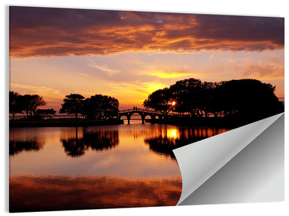Tranquility Bridge at Sunset Wall Art
