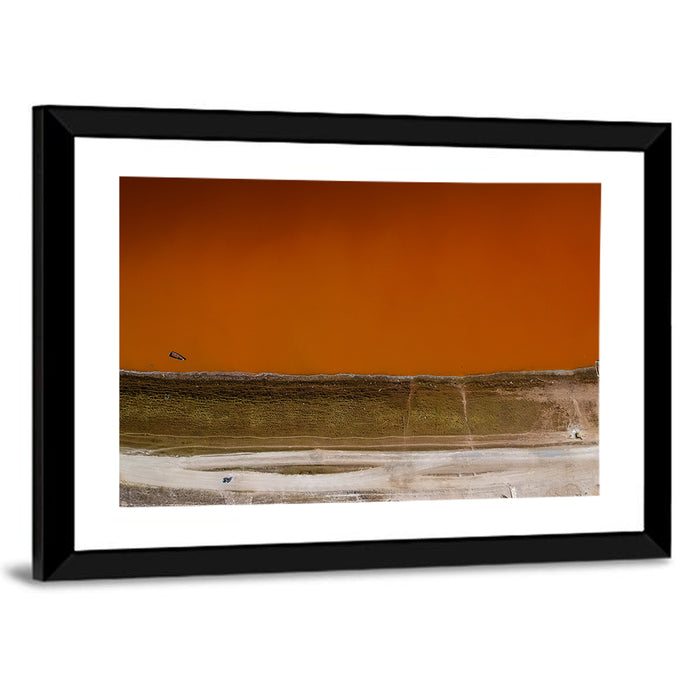 Lake Retba Aerial View Wall Art as a framed print