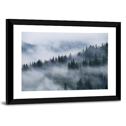 Misty Mountain Pine Forest Wall Art