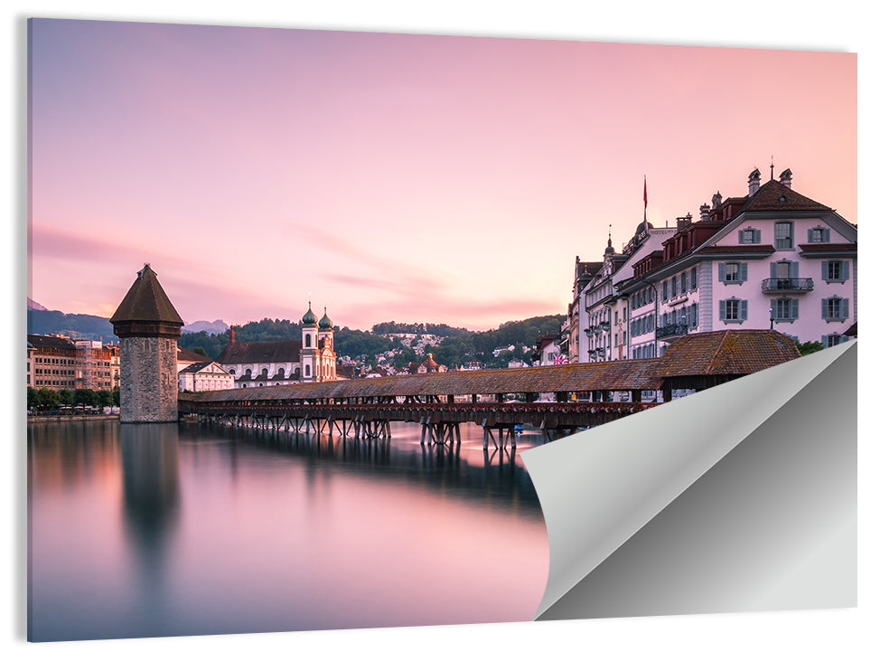 Lucerne Chapel Bridge at Dusk Wall Art