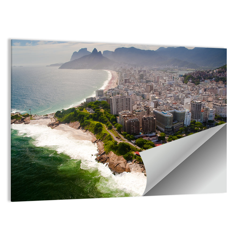 Ipanema Coast Aerial View Wall Art in a room, landscape