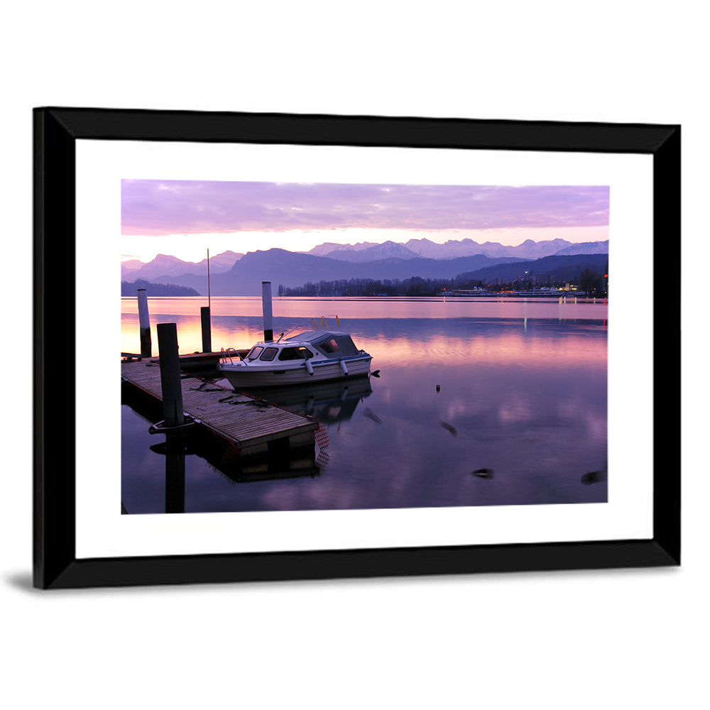 Lake Lucerne Pier at Dusk Wall Art