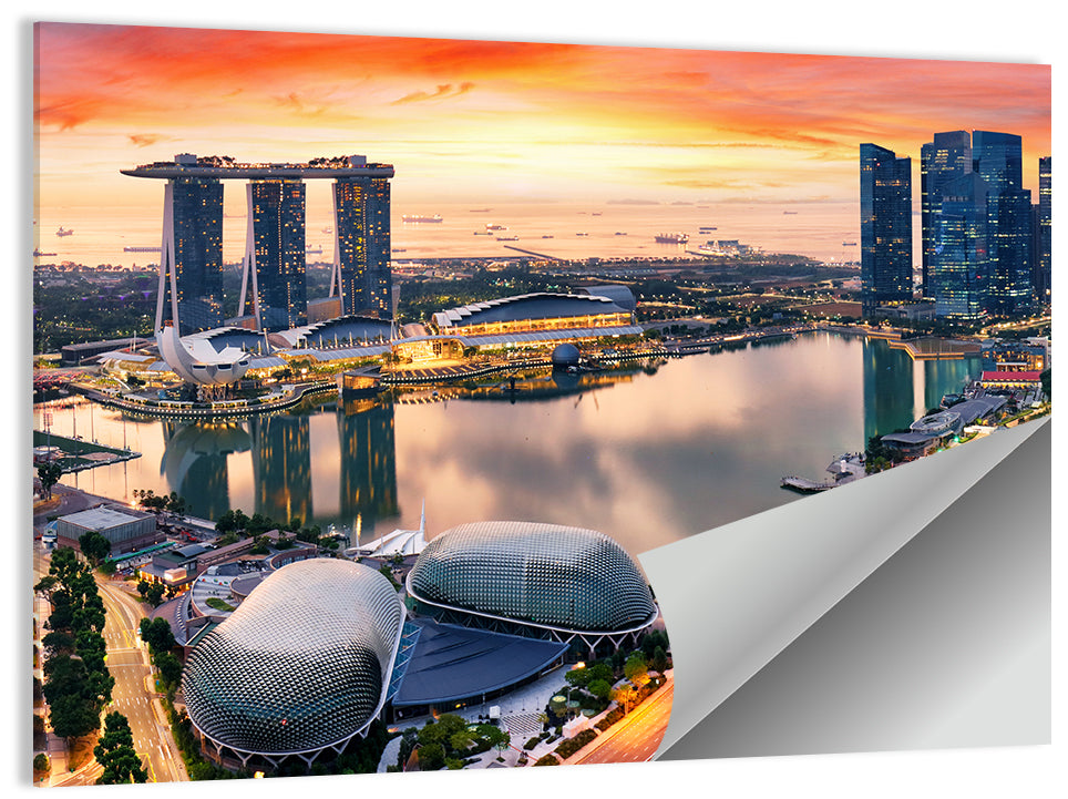 Marina Bay Sunset Skyline Wall Art