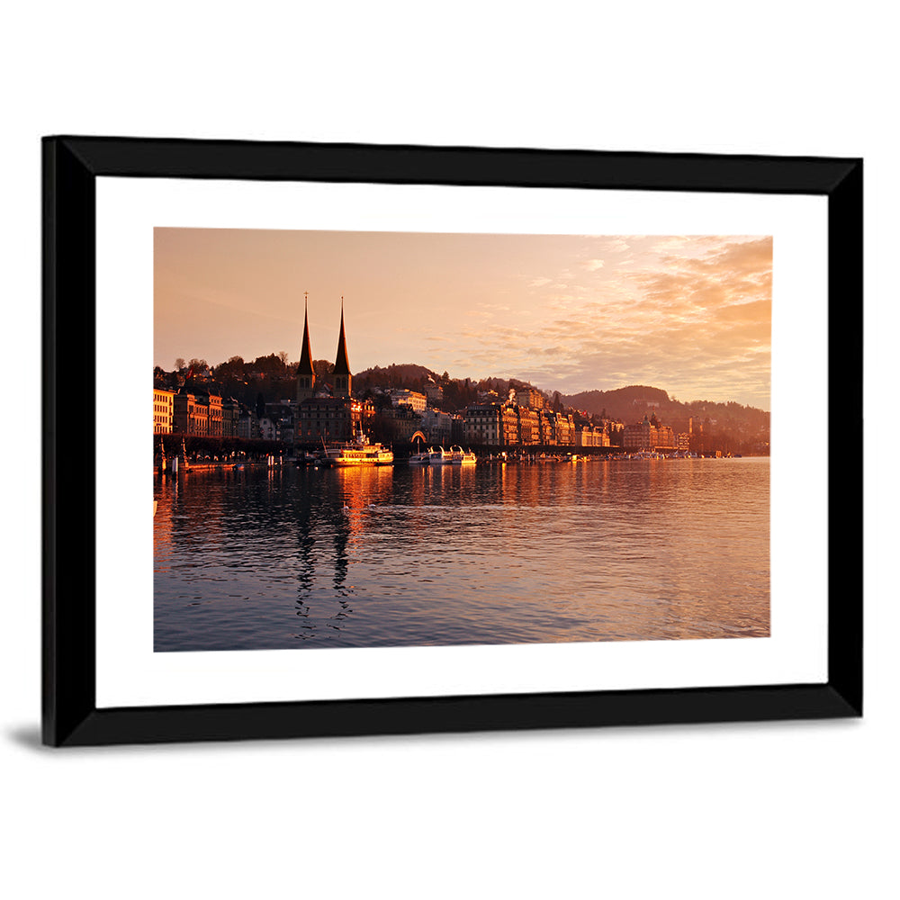 Lucerne Lake Sunset Skyline Wall Art