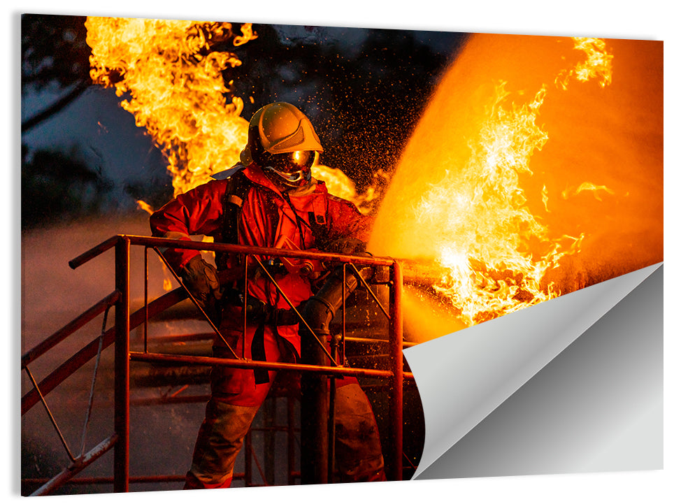 Firefighter Hose and Flame Wall Art