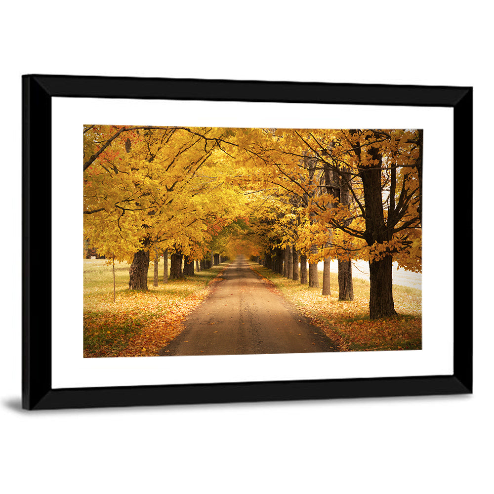 Golden Autumn Road Wall Art
