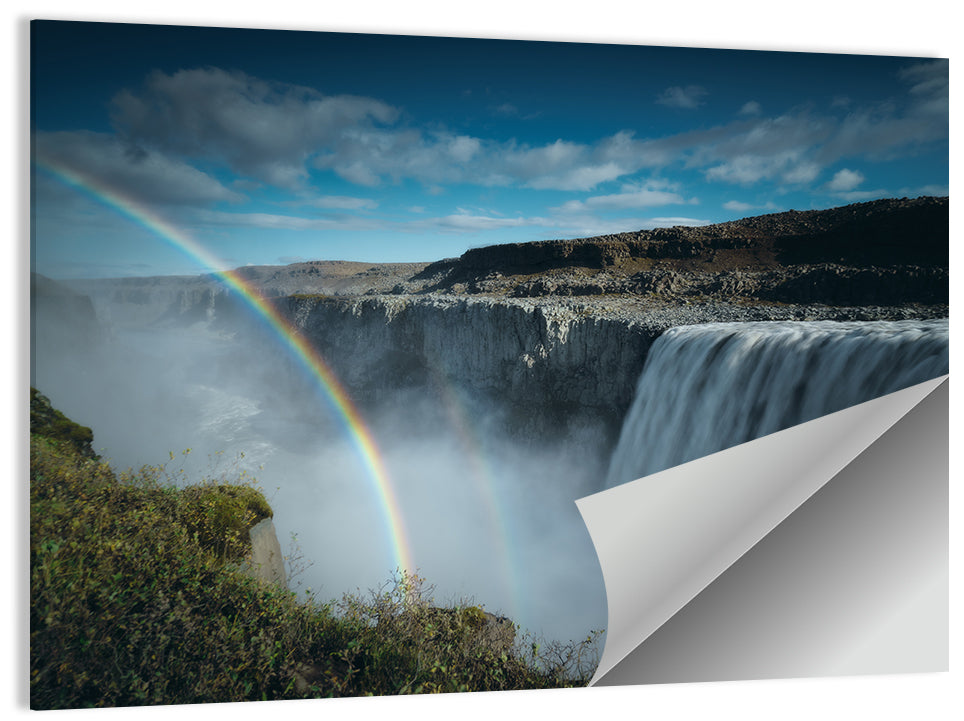 Dettifoss Waterfall with Double Rainbow Wall Art