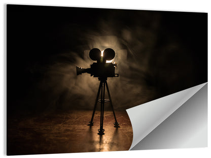 Backlit Vintage Movie Camera Wall Art