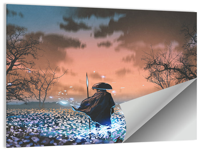 Straw Hat Samurai at Dusk Wall Art as a poster print