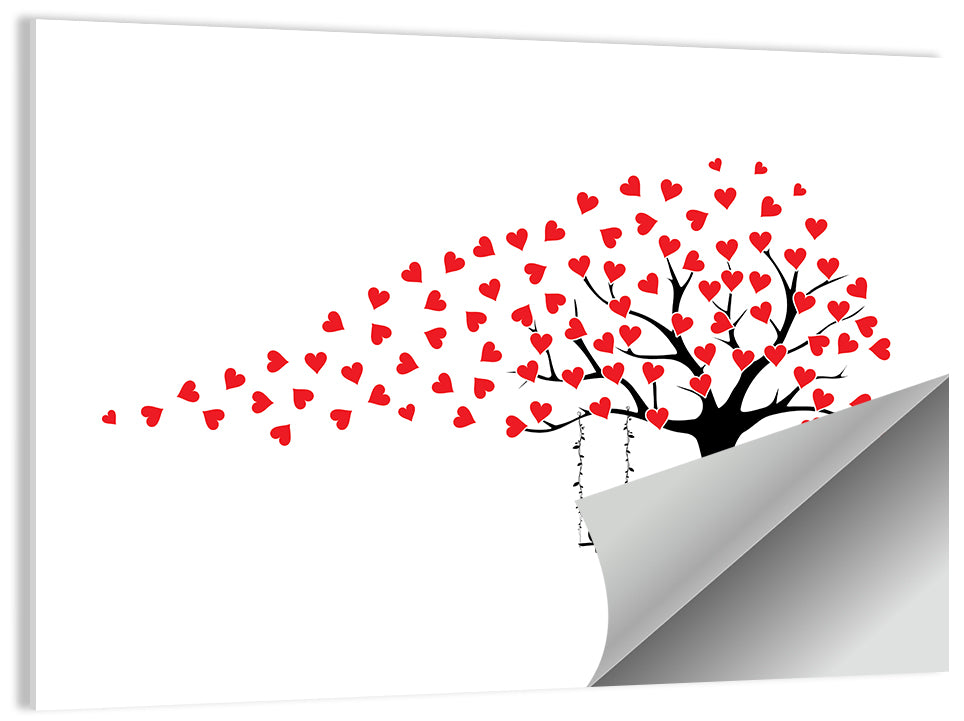 Heart Leaf Tree Silhouette Wall Art