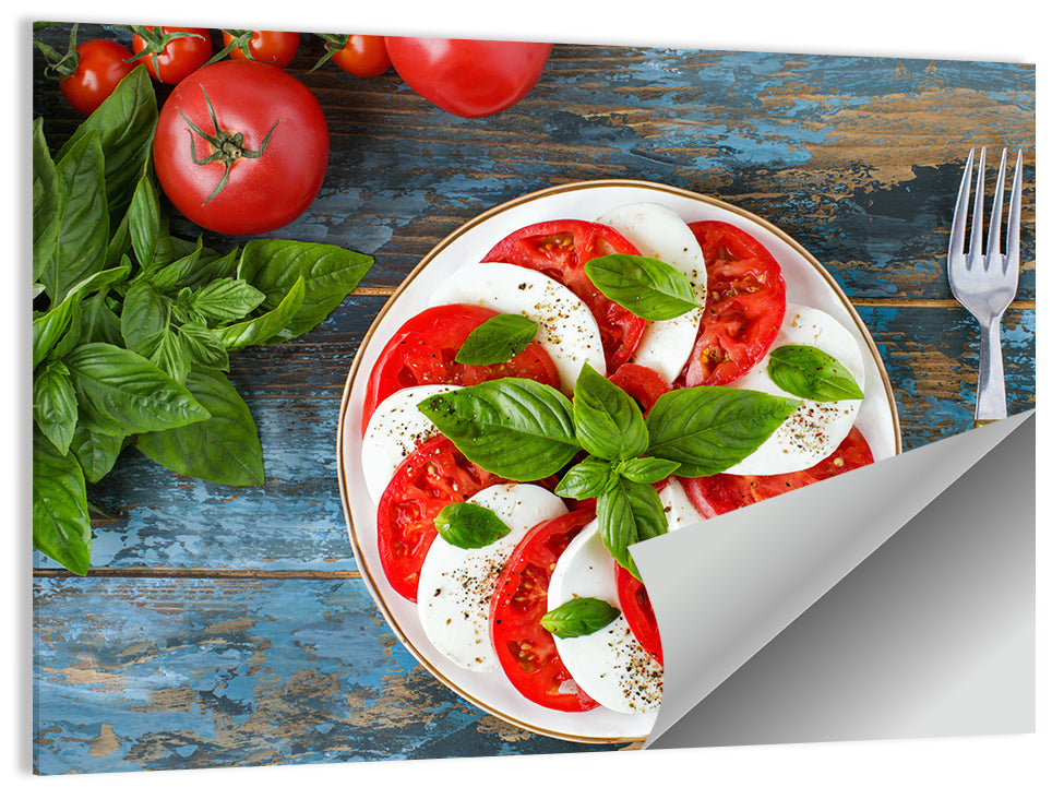 Rustic Caprese Salad with Basil Wall Art