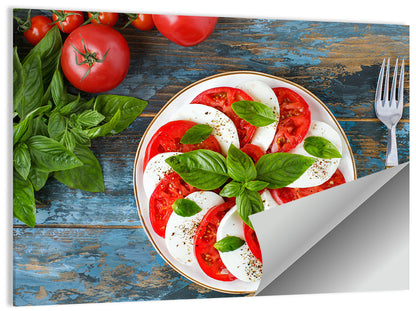 Rustic Caprese Salad with Basil Wall Art