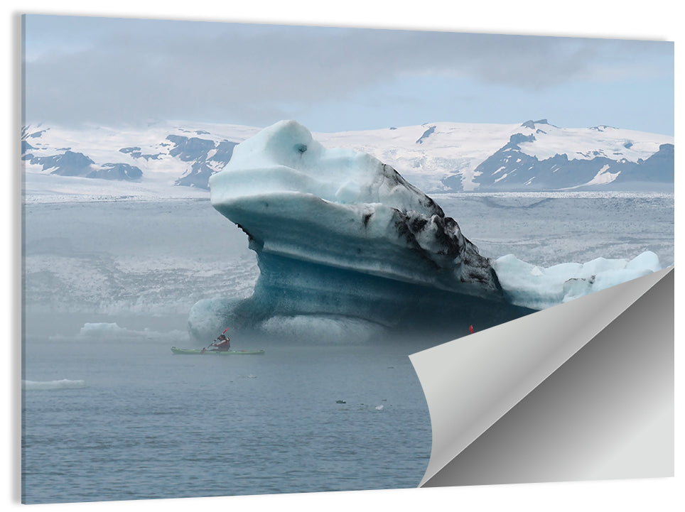 Jökulsárlón Iceberg with Kayakers Wall Art