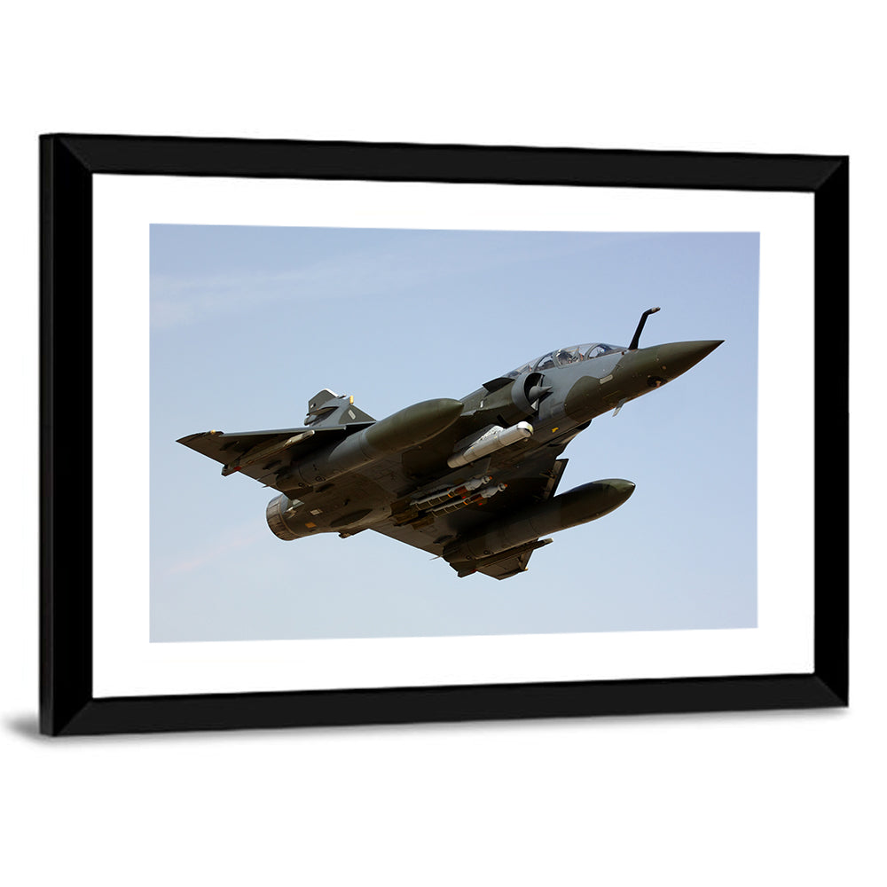 Camouflaged Fighter Jet in Flight Wall Art