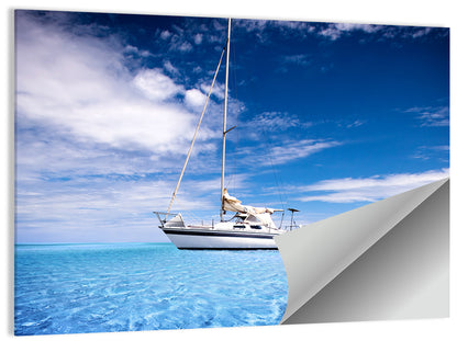 Furled Sails Over Turquoise Water Wall Art