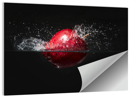 Red Apple Water Splash Wall Art